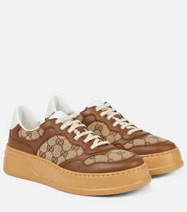 GG Canvas leather-trimmed sneakers