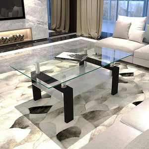 Modern Design Indoor Versatile 2-Tier Glass Coffee Table