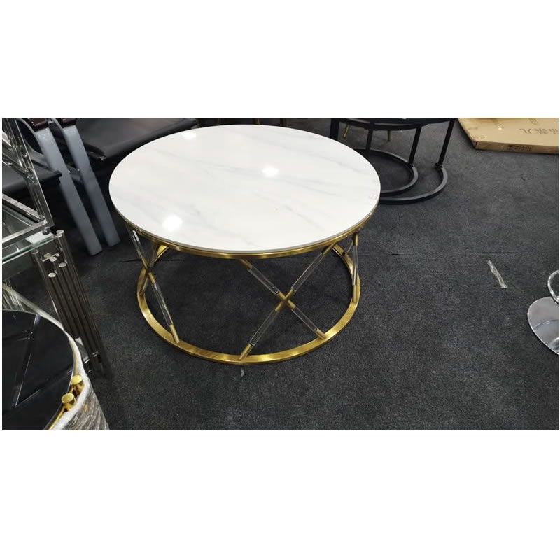 Modern and Classy Gold Metal Legs and a Marble Surface Coffee Table