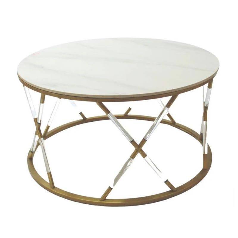 Modern and Classy Gold Metal Legs and a Marble Surface Coffee Table