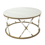 Load image into Gallery viewer, Modern and Classy Gold Metal Legs and a Marble Surface Coffee Table
