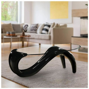 Modern and Stylish Oval Coffee Table with a Glass Top