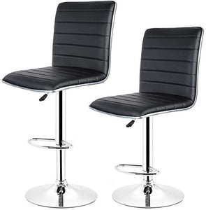 Elegant Black High-Back Barstools With Swivel And Footrest - Set Of 2