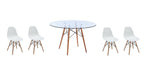 Load image into Gallery viewer, 5 Piece Glass Table and White Wooden Leg Chairs (Set)
