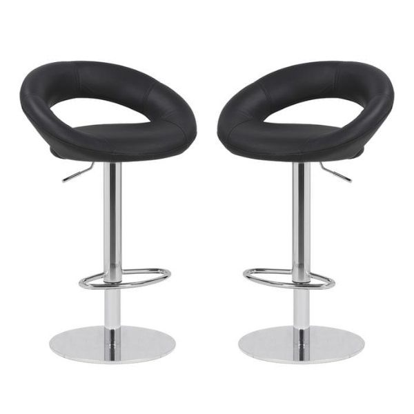 Faux Leather Swivel Cut-out Bar Stool - Set of 2