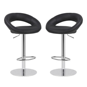 Faux Leather Swivel Cut-out Bar Stool - Set of 2