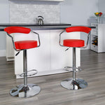 Load image into Gallery viewer, Bar Stools with Arms and Chrome Base - Set of 2 - Red
