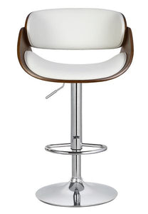 Figo Wooden cutout barstool with faux leather - White