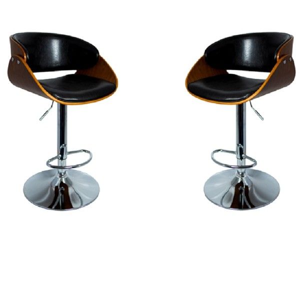 Figo Wooden cutout barstool with faux leather - set of 2