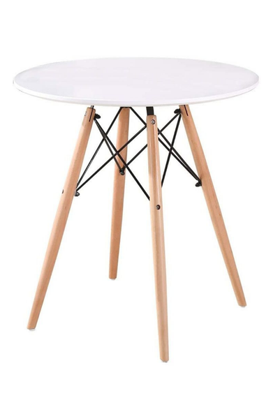 Modern Wooden Round Dining Table with 3 Emmy Wooden Leg Chairs -White