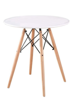 Load image into Gallery viewer, Modern Wooden Round Dining Table with 3 Emmy Wooden Leg Chairs -White
