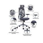 Load image into Gallery viewer, Office Chairs - Ergonomic Executive Mesh with Headrest - Grey Colour
