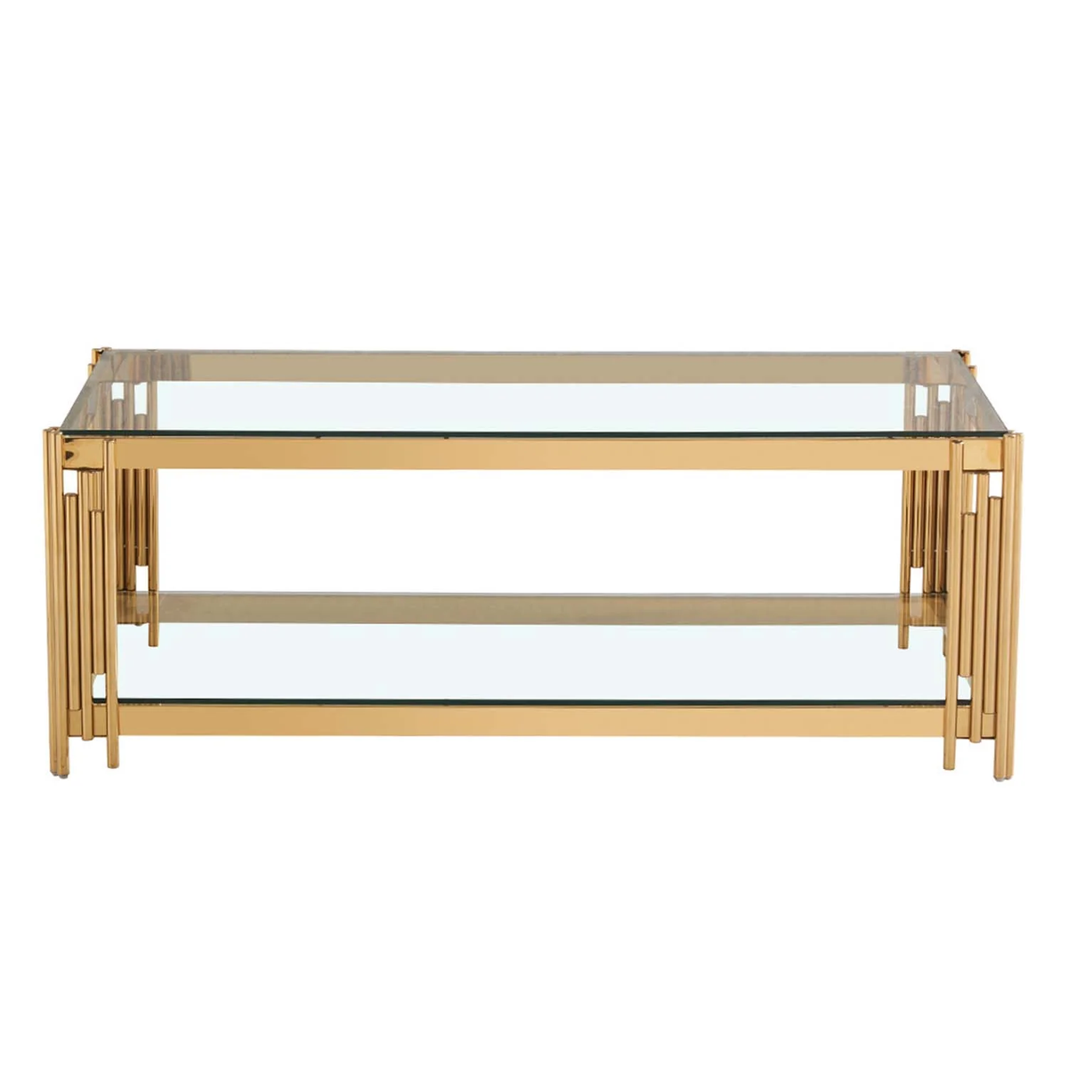 Coffee Tables - Rectangular Tempered Glass Top with Steel Frame