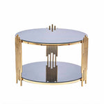 Load image into Gallery viewer, Coffee Tables - Gold Frame - Rounded Black Glass Top
