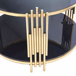 Load image into Gallery viewer, Coffee Tables - Gold Frame - Rounded Black Glass Top
