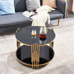 Load image into Gallery viewer, Coffee Tables - Gold Frame - Rounded Black Glass Top
