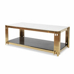 Load image into Gallery viewer, Coffee Tables - Rectangular Faux Marble Top with Steel Frame
