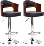 Load image into Gallery viewer, Adjustable Bar Stool Chair with Metal Height and Leather / Wood
