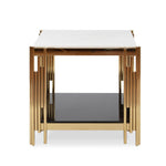 Load image into Gallery viewer, Side / End Tables - Faux Marble Top - With Stainless Steel Base
