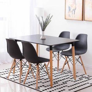 5 In 1 Nordic Design Rectangular Dining Table and Chairs (Assembled) Black