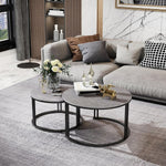 Load image into Gallery viewer, Coffee Tables - Nesting Set - Grey Faux Marble Top - Black Frame Colour
