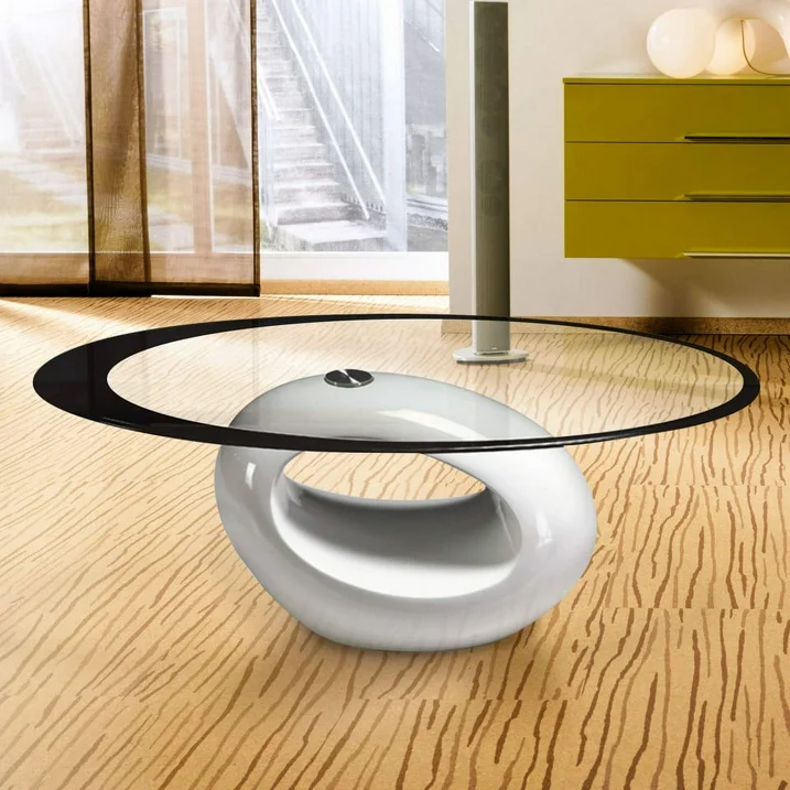 Coffee Tables - Oval Tempered Glass Top