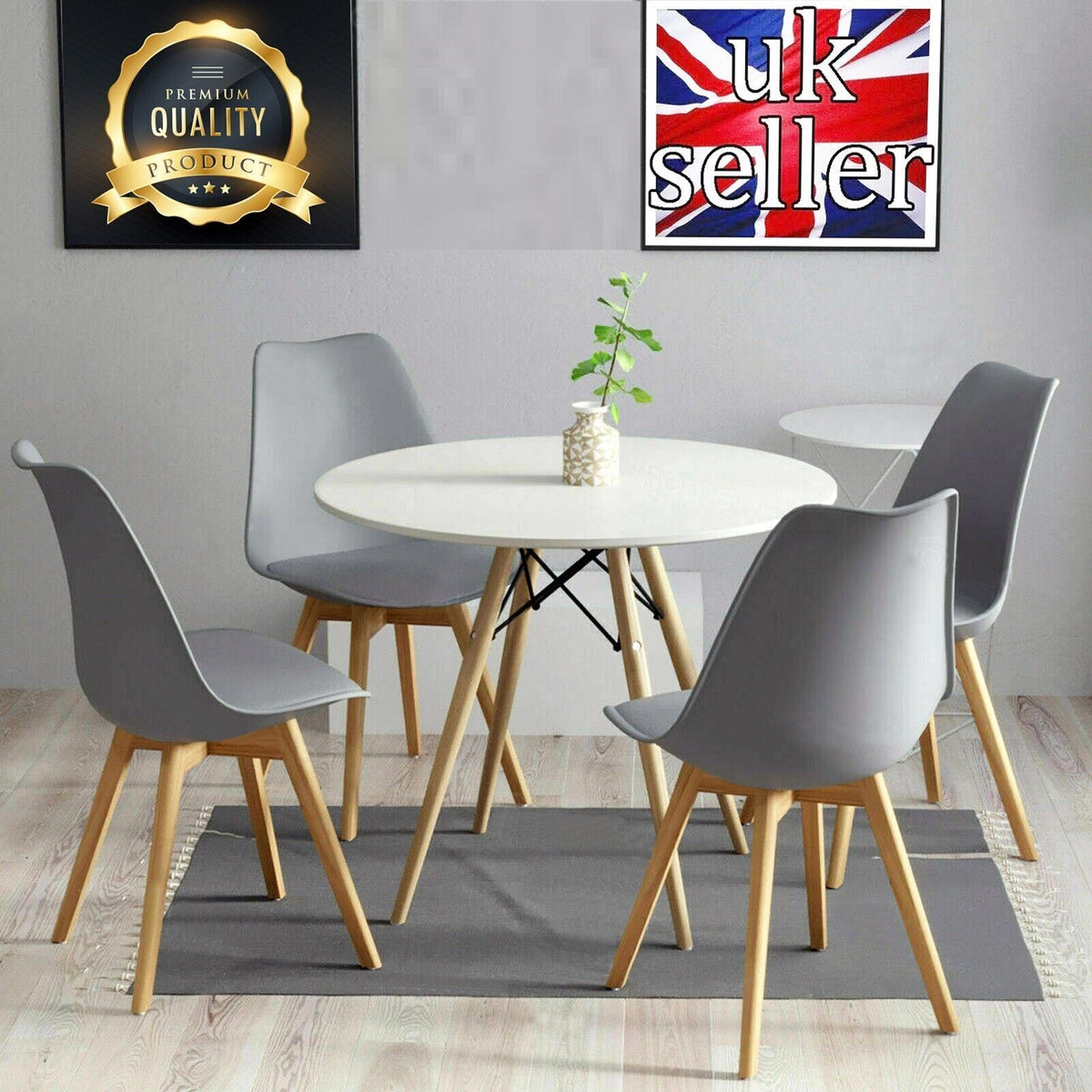 Dining Sets - Round Dining Table with Four Padded Chairs