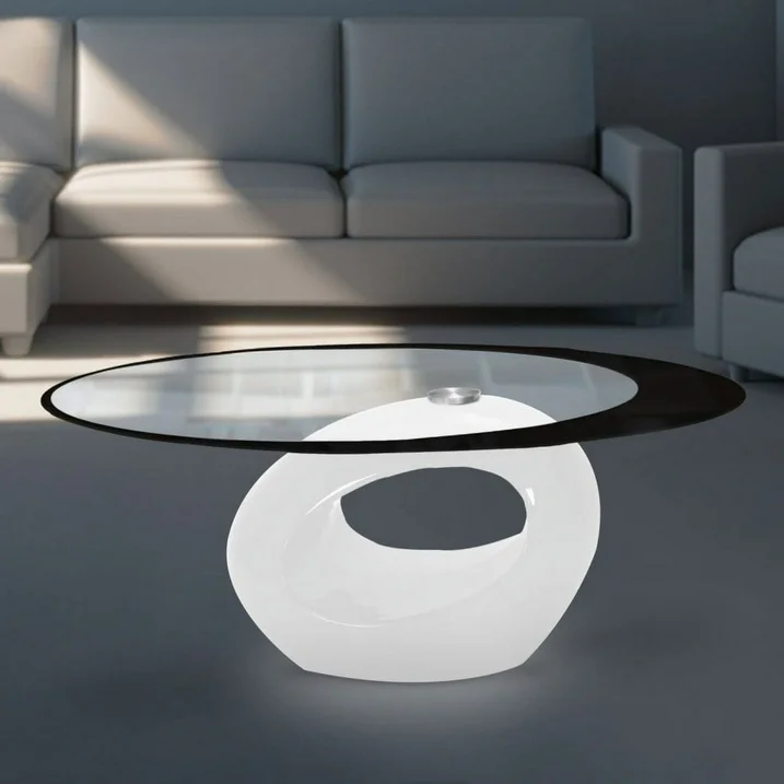 Coffee Tables - Oval Tempered Glass Top