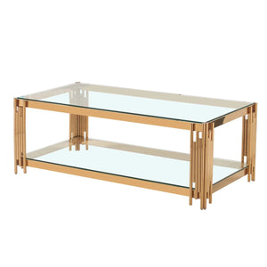 Coffee Tables - Rectangular Tempered Glass Top with Steel Frame