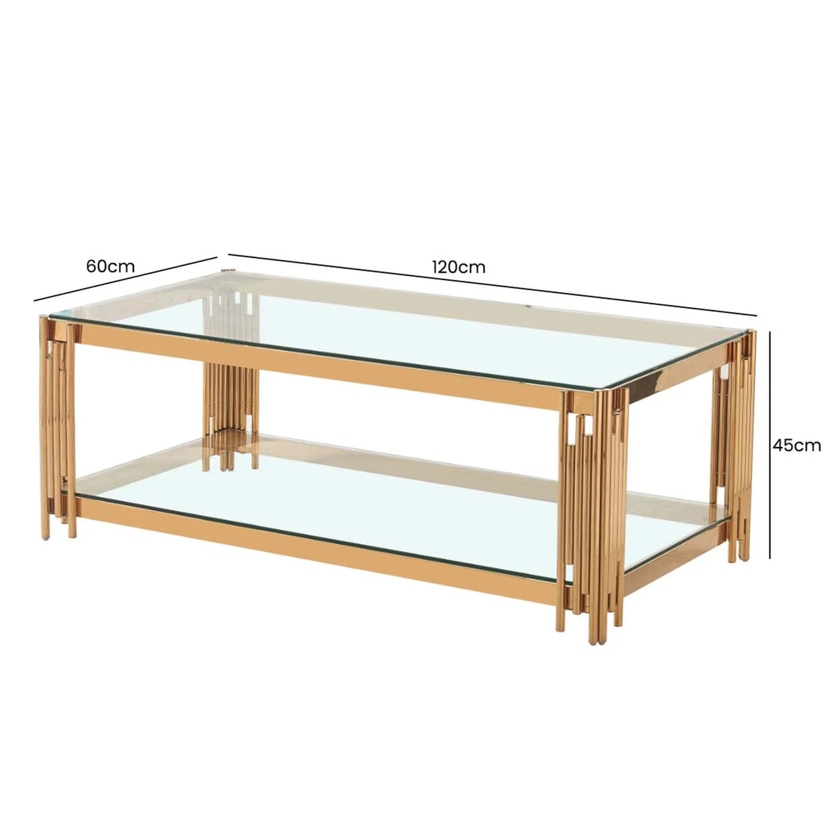 Coffee Tables - Rectangular Tempered Glass Top with Steel Frame