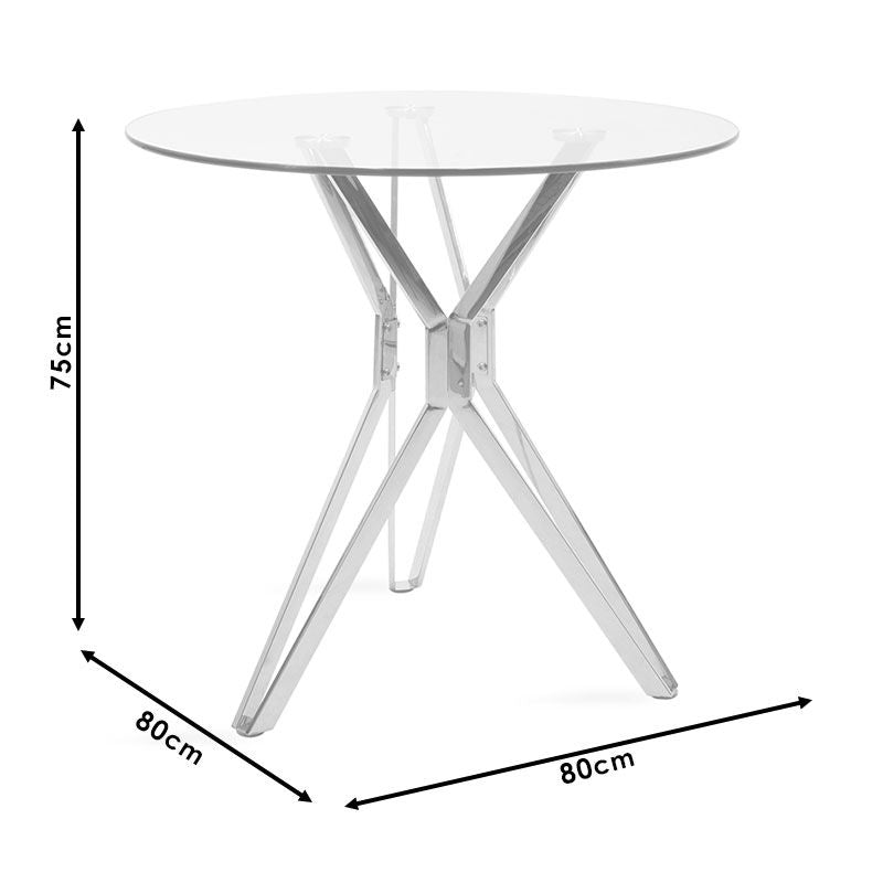 Dining Tables - Glass Top - Silver Chrome Legs