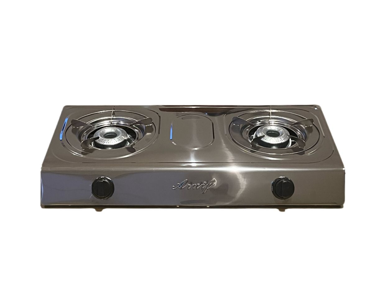 Aruif- Silver Two Burner Auto Ignition Stainless Steel Gas Stove