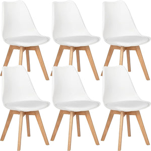 Dining Chair Set - Six Pack - Soft Padded Shell Chair with Wood Legs