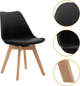 Dining Chair Set - Six Pack - Soft Padded Shell Chair with Wood Legs