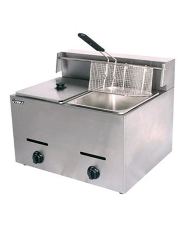 Double Gas Fryer - Stainless Steel with Lid